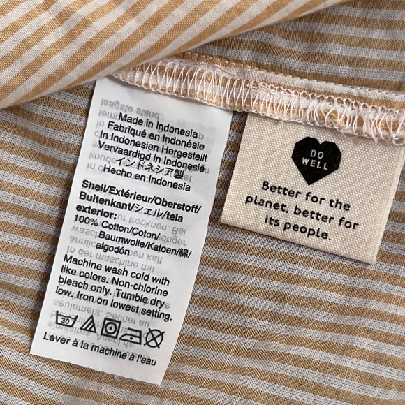 Madewell Prose Yellow Striped Short Sleeve Button Loose Fit Peasant Top Sz XS - Picture 8 of 9